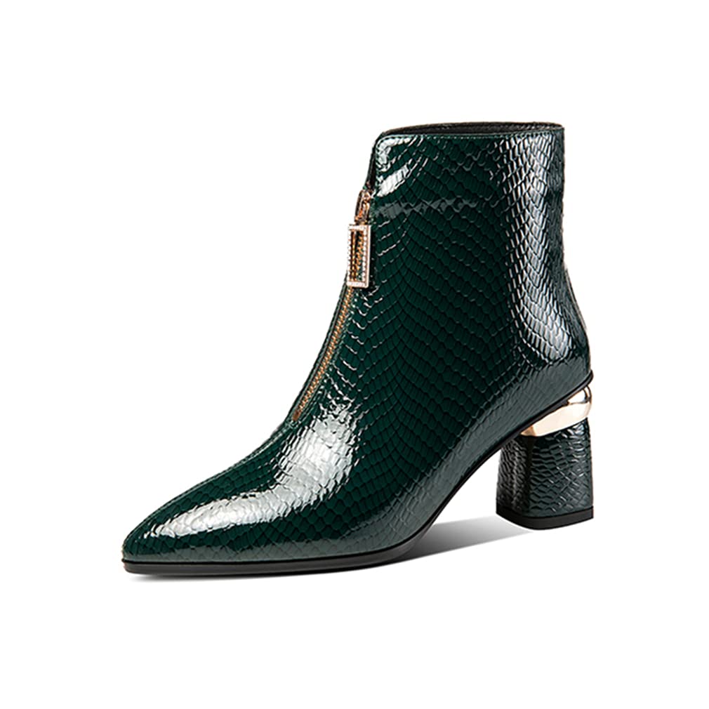 Patent Leather Womens Handmade Pointed Toe Chunky Heel Plus Size