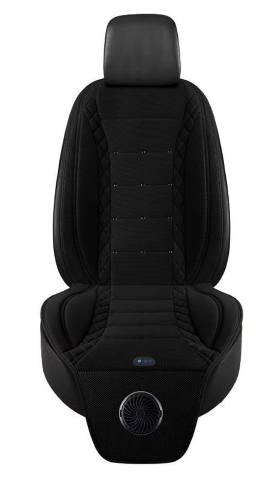 Cojín Universal Asiento Coche Funda Asiento Aire Fresco Verano con Carga USB 12V/24V Transpirable Ventilador Ajuste 3 Velocidas Funda Asiento(Black with Fan)