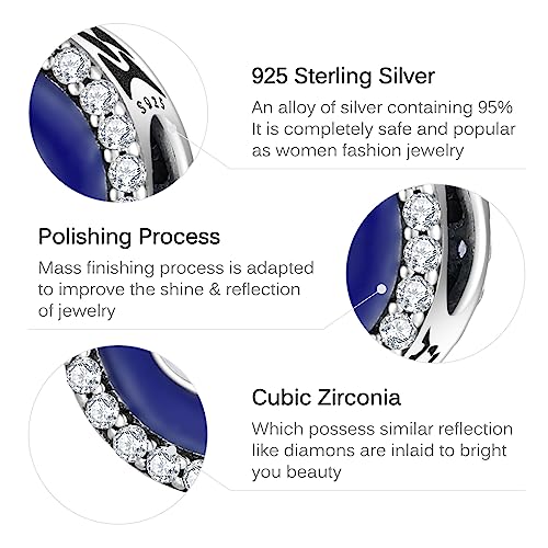 Evil Eye Charms 925 Sterling Silver Charms for Bracelet and Lucky Jewelry Hamsa Charm Fatima Charms Beads European Charm Evil Eye Compatible Bracelet Necklace for Women Mother Sister Gifts3