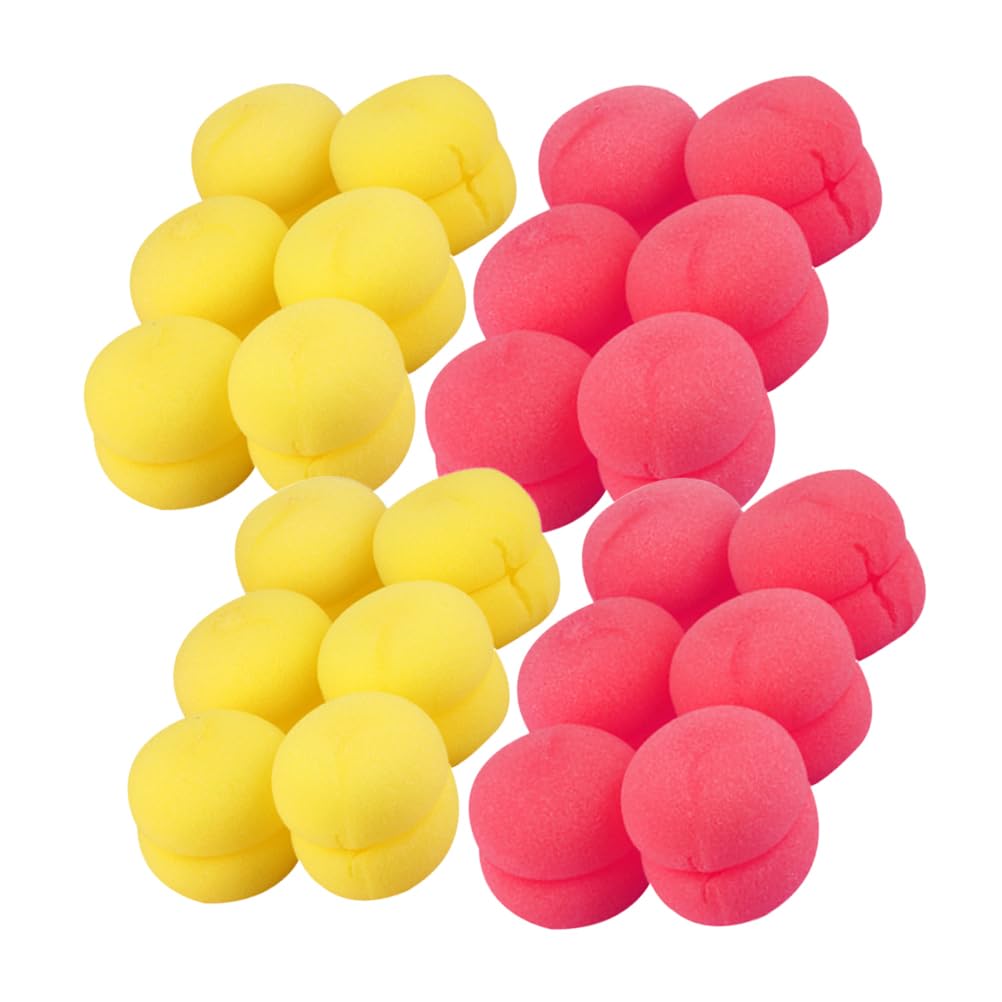 FRCOLOR 24Pcs Foam Hair Rollers 4 Sets Hair Curler Yellow Sponge Sleep Curl Red Mushroom Foam Curlers for Women