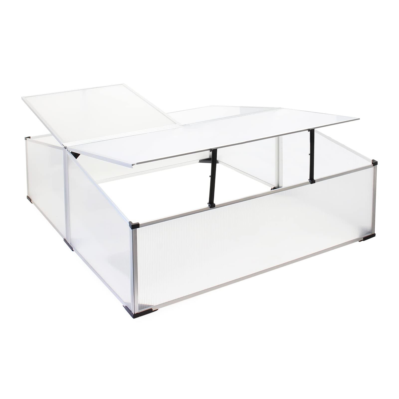 Wiltec Mini serra in policarbonato trasparente e alluminio 100x120x40cm, tetto 3 aperture