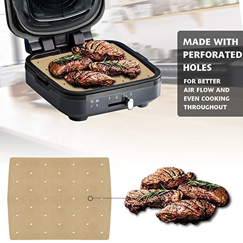 Image of WMKGG Unbleached Air Fryer Parchment Paper, 100 PCS Arc 8 inchx9.6 inch | Perforated Disposable Air Fryer Liners for Ninja Foodi Grill 5-in-1 AG301 4qt Air Fryer