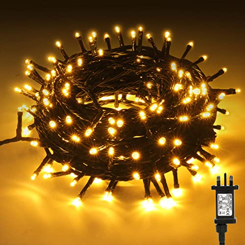 20M 200LED Christmas Tree Lights, 8 Modes Outdoor Fairy Lights Plug in, Waterproof Outdoor String Lights Mains Powered for Bedroom, Garden, Party, Wedding, Christmas Decoration( Warm White)