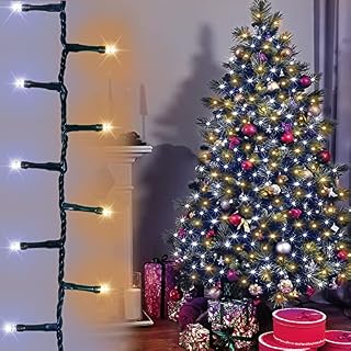 ANSIO® Christmas Lights 500 LED 12.5m/41ft Cluster Compact Christmas Tree Lights for Indoor & Outdoor Warm & Cool White Decorations Fairy Lights with Timer for Xmas Garden & Party