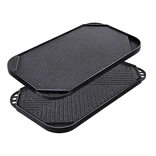 Comparison: Best Griddle For Bbq 6 SENSARTE Nonstick Griddle Grill Pan, Pro-Grid Reversible Grill & Griddle Pan, Two Burner Cast Aluminum, Portable for Indoor Stovetop or Outdoor Camping BBQ, 19.5" x 10.7"