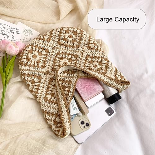 Image of Rejolly Straw Hobo Bag for Women Tote Bag Summer Vacation Beach Handbags Boho Bohemian Style Shoulder Purse