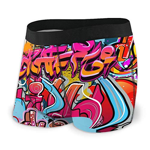 Herren Boxershorts Hip Hop Street Culture Graffiti Spray Stretch Unterwäsche Weiche Unterwäsche Komfort Herren Boxershorts, Schwarz , S