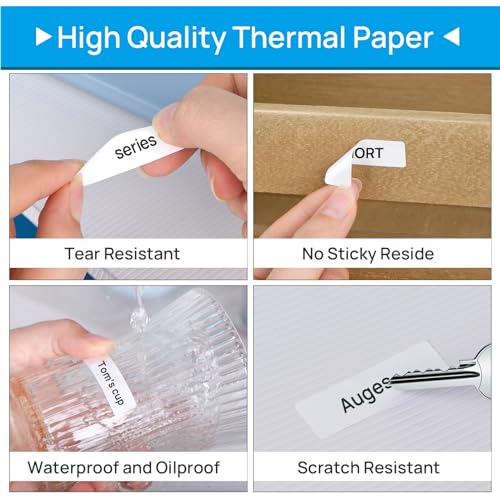Label Maker Tape for Phomemo D30 Label Printer, 12 x 40 mm, 180 Pcs/Roll, 6 Rolls White Sticker Thermal Paper Self-Adhesive Waterproof Label Tape for Home Office Use image 7