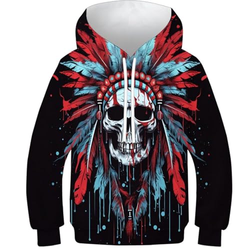 Hoodie enfant motif crâne 3D parfait pour le collège et les sorties entre copains