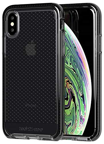 Tech21 Protective Thin Evo Check Pattern Back Case Cover for Apple iPhone Xs Max, Smokey Black