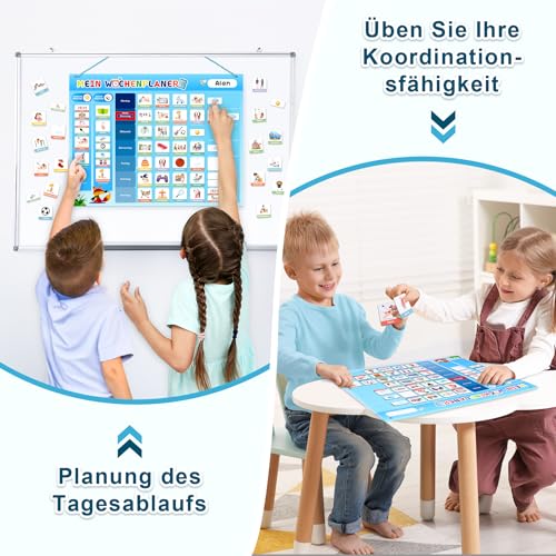 BABECTOY Magnetische Bausteine-Build Mine Magnete Welt World Set-Wochenplaner Kinder,Montessori Magnettafel Kinder inkl (0942)