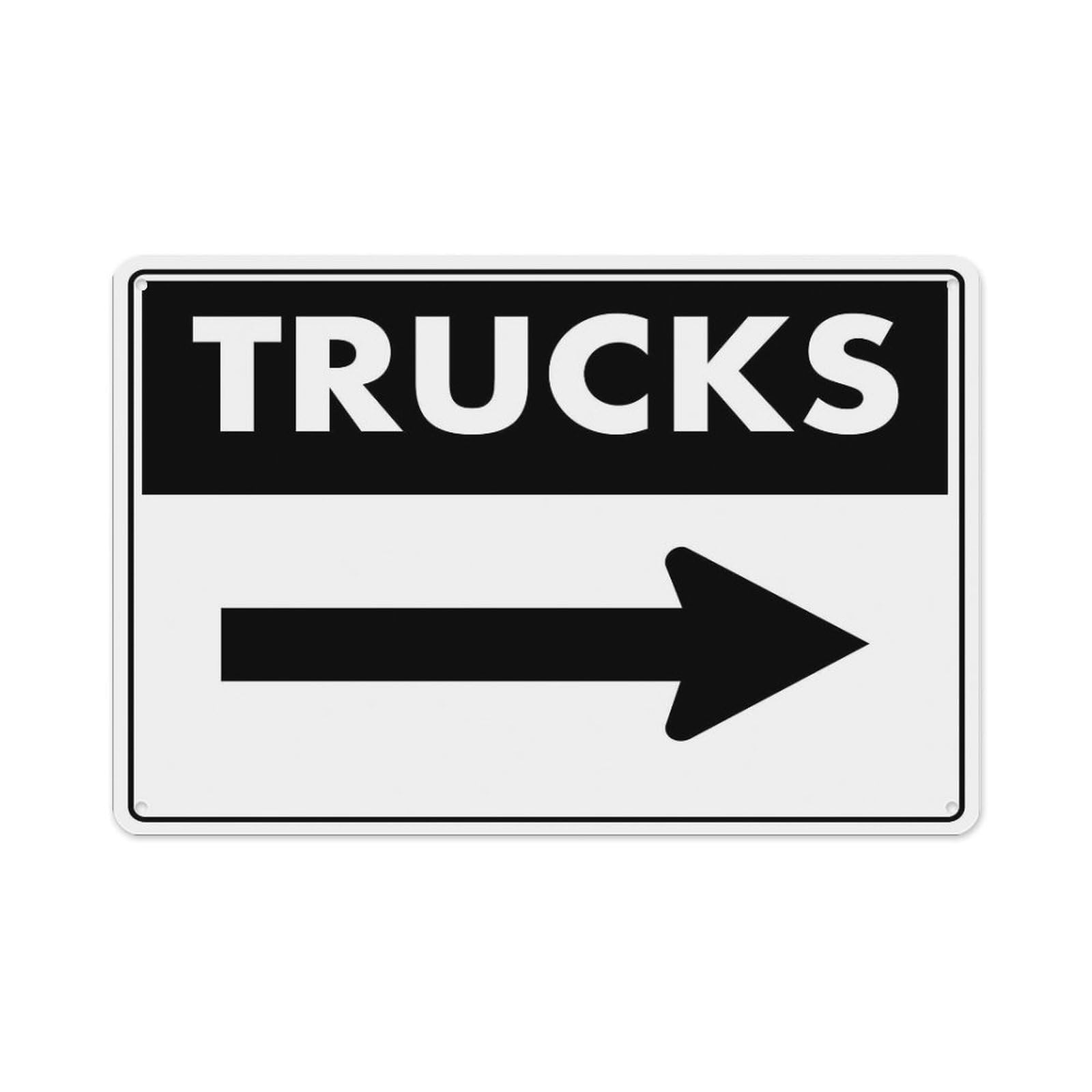 Peiyeety A04 Trucks Arrow Right Sign Aluminum Tin Warning Signs For Home Outdoor Garden 12X16 Inches