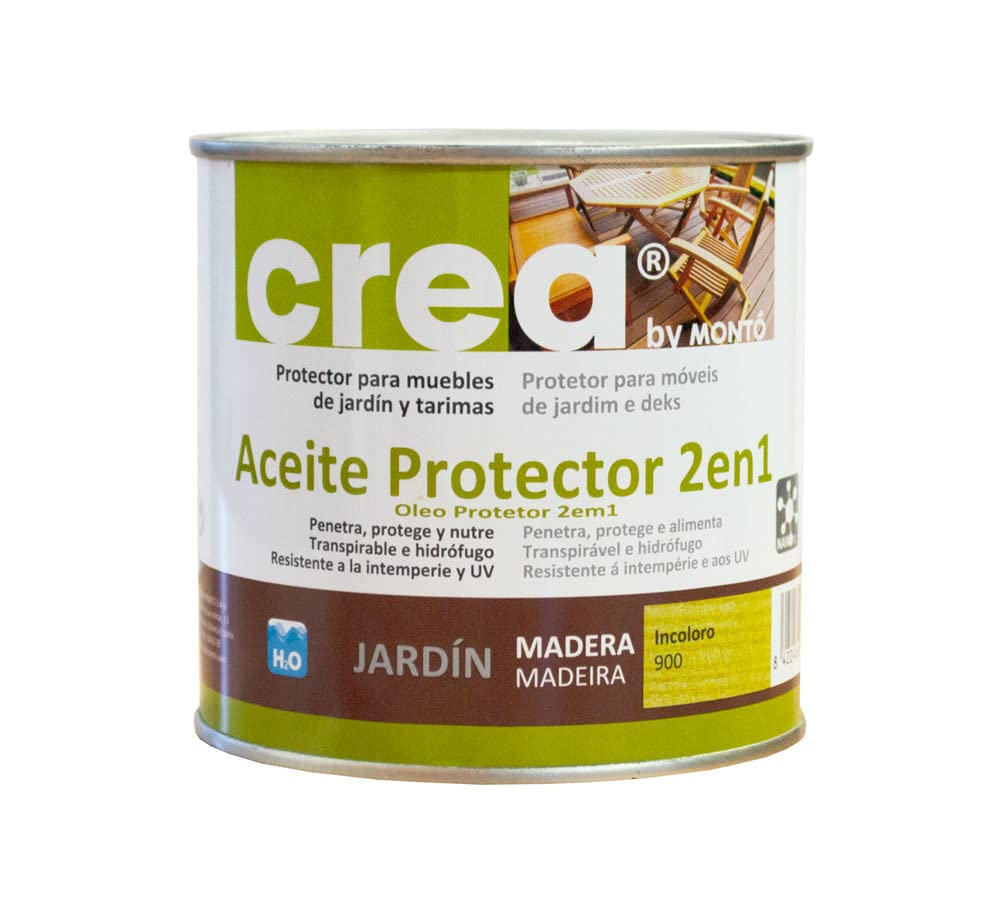 Aceite Protector al Agua para Maderas, Especialmente Tropicales. Penetra, Protege y Nutre la Madera. Aceite Protector 2 en 1 Gama Crea (2,5L, Ipe)