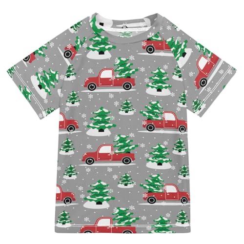 Aflyko Christmas Boys' Swim Shirt Pickup Xmas Tree Rash Guard Beachwear Sun Protection Fishing Hiking Camping Surfing Swimming Toddler Infant Summer Daily T-Shirt, 4T Multicoloured