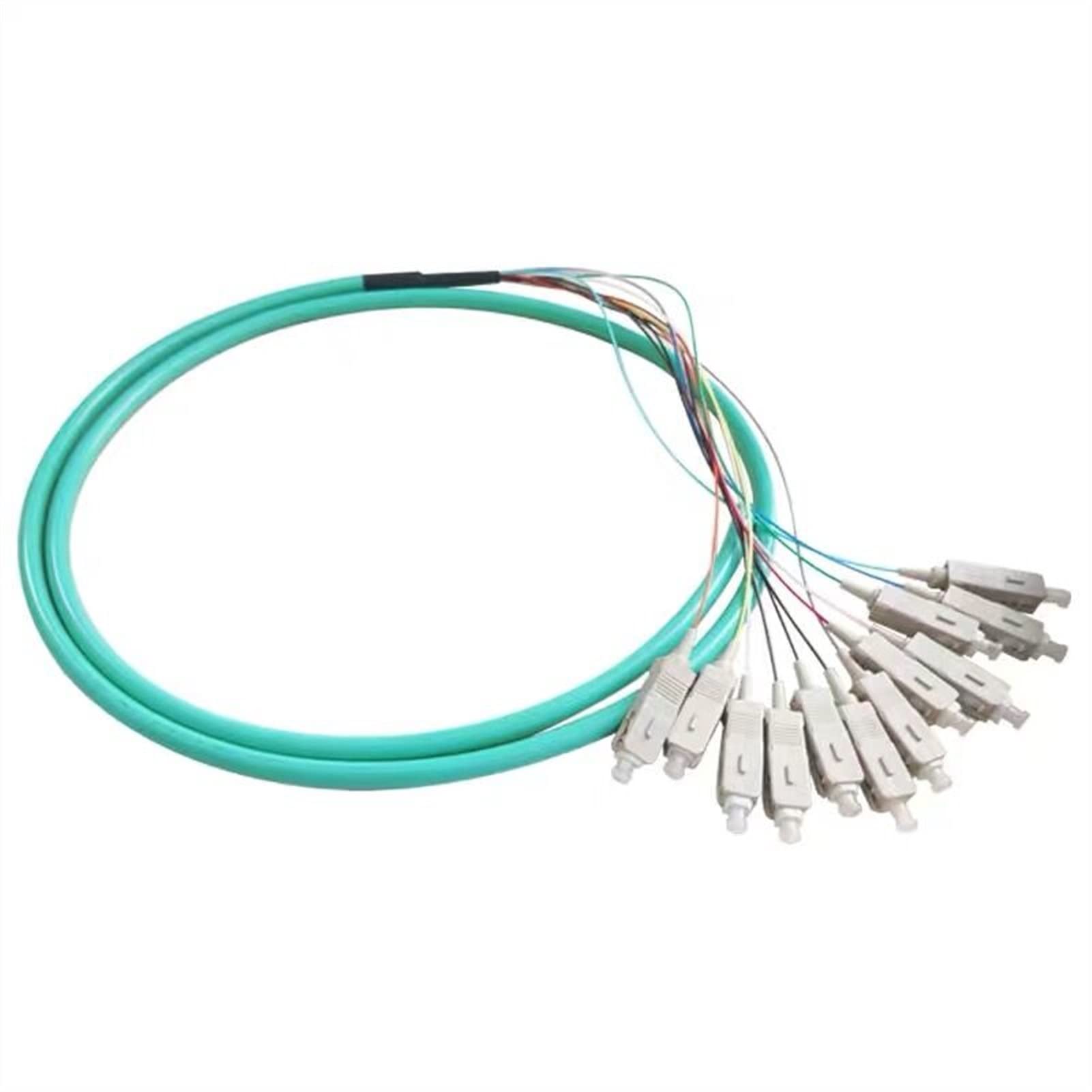 Accesorios de Fibra óptica 12 Fibras de Pigtail SC/UPC 50/125 Multimodo Om3 Bunch 12 Core Fiber óptica Pigtail - 0.9mm CLORURO DE POLIVINILO Chaqueta Equipos de comunicacion (Color : 5 Pieces)