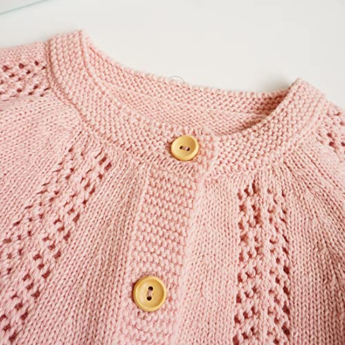Image of Simplee kids Baby Girl Thin Sweater Solid White Pink Cardigans for Toddler 0-3Years
