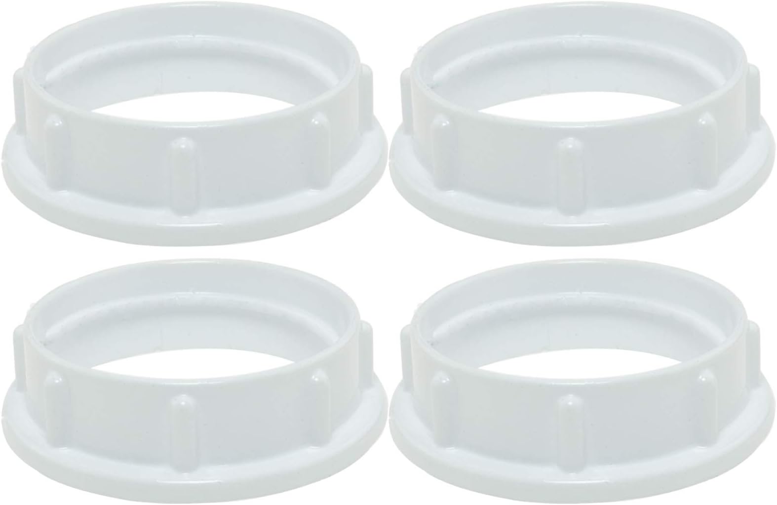 DTTRA 4pcs White Color/For Thread Diameter 1-1/2 Inches Lampshade Shadow Ring, Light Socket Shade Ring, Aluminum Threaded Socket Ring for Medium Base E26 Sockets,