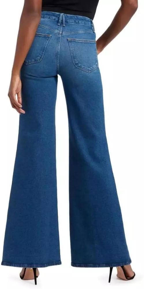 Good American Good Waist Palazzo Wide Leg Jeans in Blue Size 8/29
