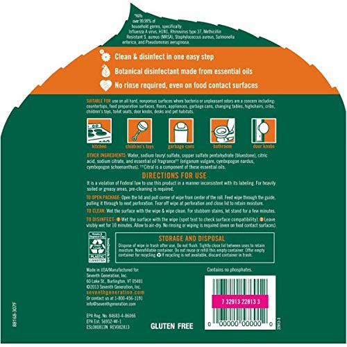 Seventh Generation Disinfecting Wipes - 70 Ct #TOP5