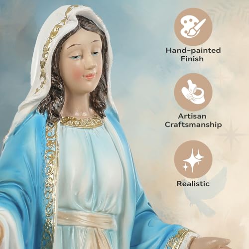 Estatua Virgen María Blanca con Azul 11.8 pulgadas miniatura 3