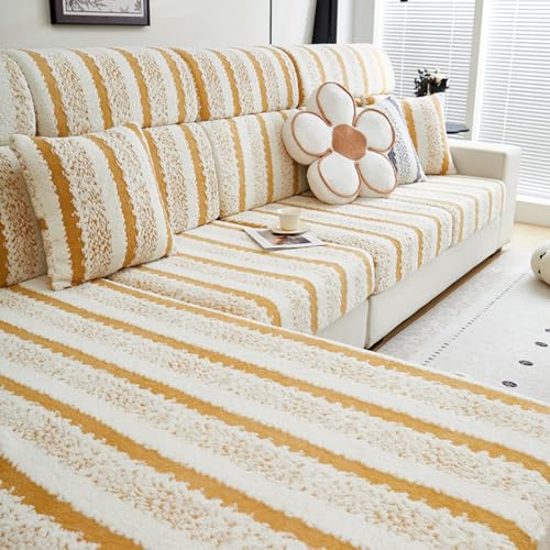 ベルベットソファカバー、柔らかい綿ベロアソファカバー、シートクッション、非常に弾力性のあるフルスリップ、リビングルーム家具プロテクター用の滑り止め khaki 【Width 50-65*Length 80-130cm】