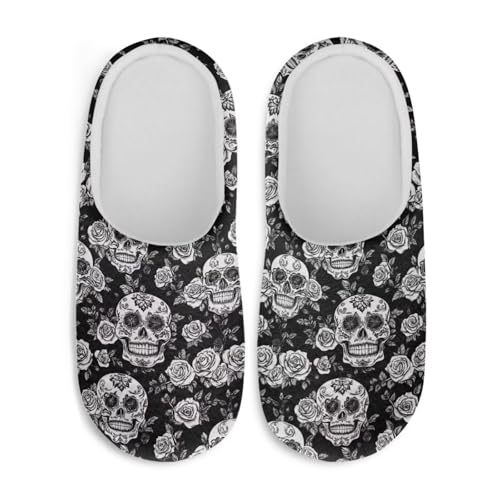 Skull Slippers for Women Skeleton Shoes for Men Fuzzy Slippers Halloween House Shoes Holiday Gifts2