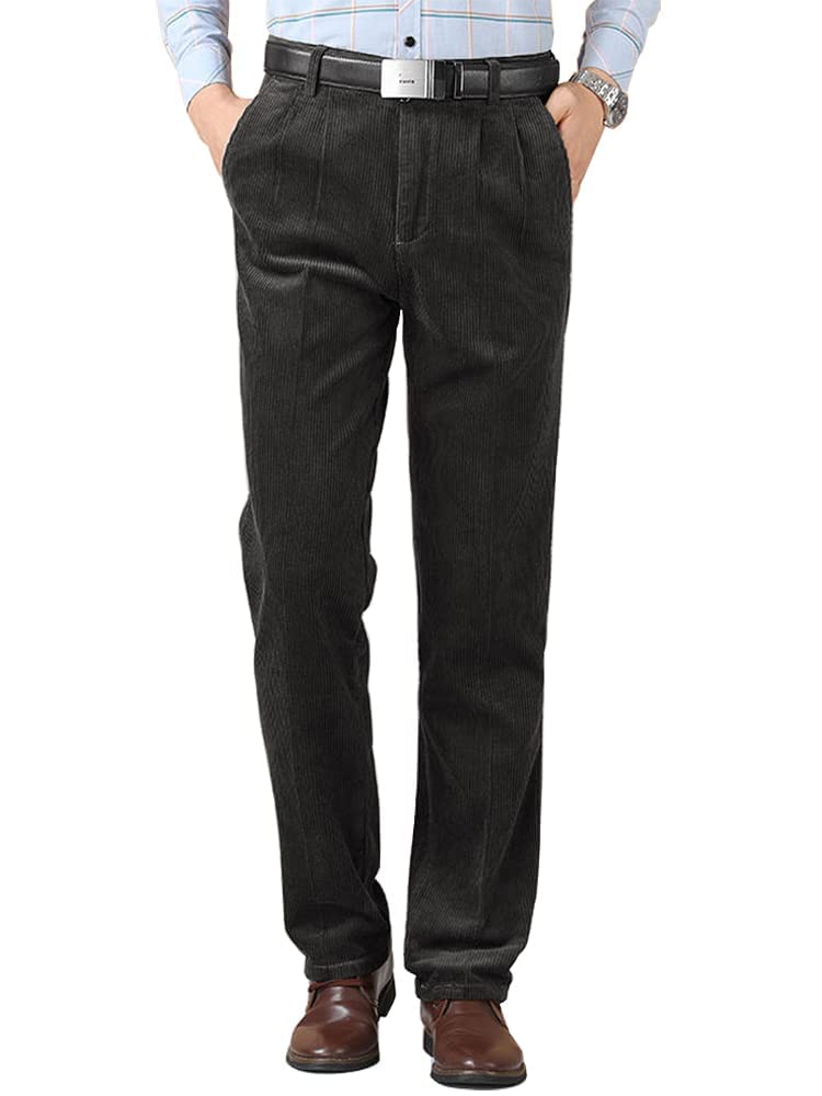 Kinghua Men's Pleated Front Corduroy Pants