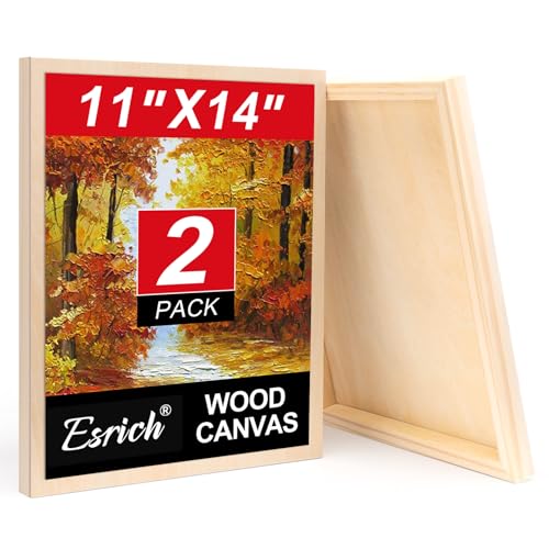 ESRICH 11x14 Inch Wood Panels for Painting 2 Pack Craft Wood Canvas Boards Blank Unfinished Wooden Art Board for DIY Art Creations Such as Painting Acrylic Pouring Resin Burning Collage etc.