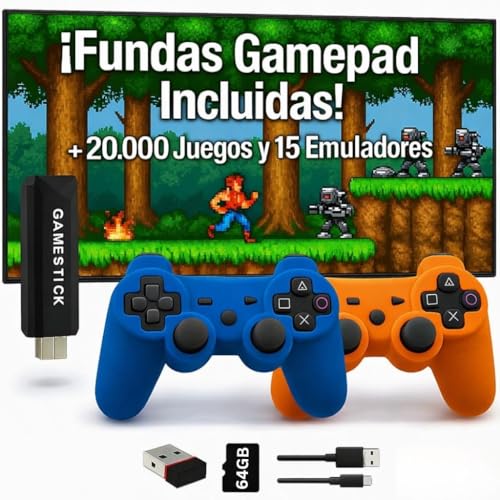 Genérico Consola Retro HDMI incluye 2 Fundas para los Mandos   Videoconsola +20.000 Juegos y 2 Gamepad Inalámbricos 4K Videojuegos Clásicos Arcade Pincho Stick Pinchar y Jugar Sin Internet TV Tele