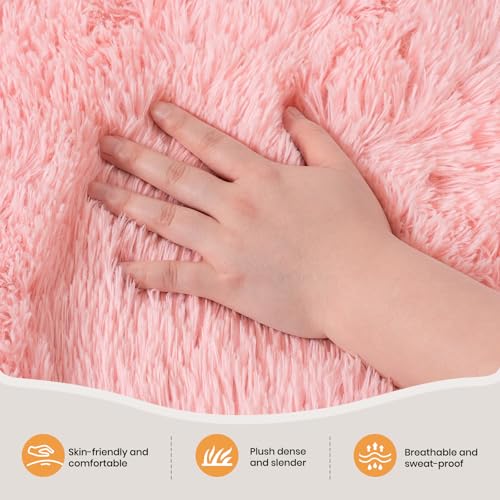 Zentavio Pink Rugs for Girls Room 5x8 Area Rugs for Living Room Cute Carpet for Bedroom Washable Soft Fluffy Shag Aesthetic Plush High Pile Throw Rug for Nursery Kids Room Dorm Room