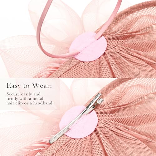 Image of DRESHOW Women Fascinator Hats Tea Party Hat Vintage Pillbox Hat Headband for Cocktail