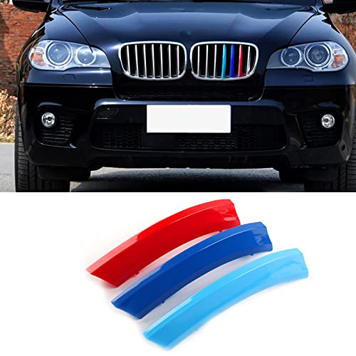 Image of M-Colored Stripe Grille Insert Trims for BMW Accessories, ABS Car Accessories for BMW Grill Stripes X5 08-13 E70 or X6 07-11 E71 7-Beam