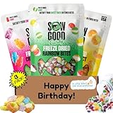 Hangry Kit Birthday Snack Box - Happy Birthday Gift Basket Care Package - Contains Birthday Freeze Dried Candy, May Include Freeze Dried Skittles, Sweet Squares, Sour Worms & Other Varieties. Party Variety Gift Box.