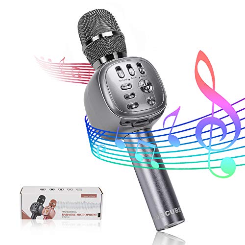 NINE CUBE Wireless Bluetooth Karaoke Microphone,3-in-1 Portable Handheld Karaoke Mic, Karaoke Player,Colorful LED