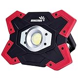 SUNZONE LED Work Light 20 Watt 1200 Lumens FloodLight Outdoor Camping Fishing Spotlights Searchlight Built-in Rechargeable Lithium Batteries Lamp With USB Ports (6006 Red)