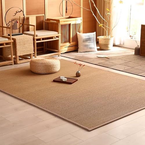 Tapis de sol marron tissé main 90x180 polyvalent epais pour interieur exterieur