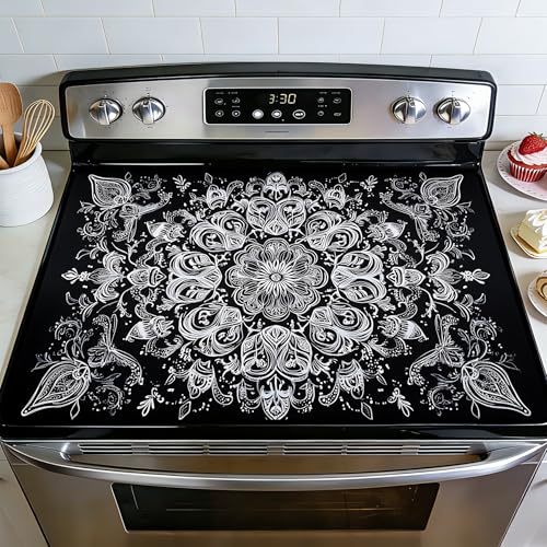 Image of BVBOX Stove Top Cover for Electric Stove, 28 inch x 20 inch Glass Cooktop Protector Mat with Hanging Loops, Anti-Scratch Non-Slip Dish Drying Mat, Washable Countertop Pad