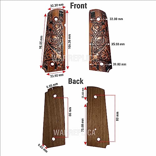 Warreplica Wwii Us M1911 / 1911 .45 Wooden Pistol Grips (Skull) - Reproduction #TOP2