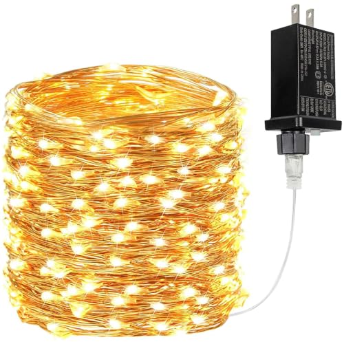 66FT 200 LED Fairy Lights Plug in, 8 Modes Twinkle Lights Warm White