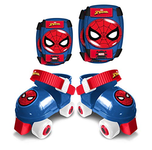 COMBO PATINS 4 ROUES + GENOUILLERES COUDIERES SPIDERMAN