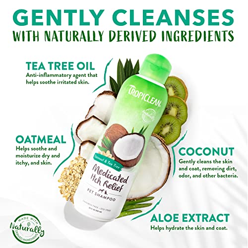 Tropiclean Medicated Dog Shampoo For Allergies And Itching | Tea Tree & Oatmeal Dog Shampoo For Sensitive Skin | Natural Pet Shampoo Derived From Natural Ingredients | Made In The Usa | 20 Oz. #TOP2