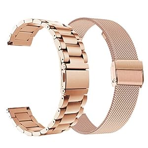 Compatible for 18mm Garmin Vivoactive 4S 40mm / Venu 2s Bands, ViCRiOR Solid Stainless Steel Watchband+ Mesh Strap…