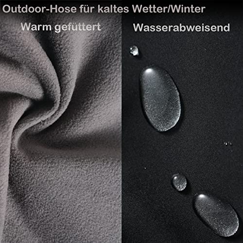 VERTAST Damen Wanderhose Warm Gefüttert Winddicht Winter Softshellhose Skihose Snowboardhose Trekkinghose Outdoorhose zum Wandern und für viele Outdoor-Aktivitäten, Schwarz, M/38