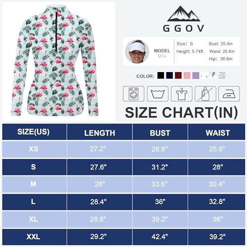 Image of GGOV Golf Shirts for Woman UPF 50+ Sun Protection Quick Dry Lightweight Long Sleeve Polo Shirts for Woman Rash Guard