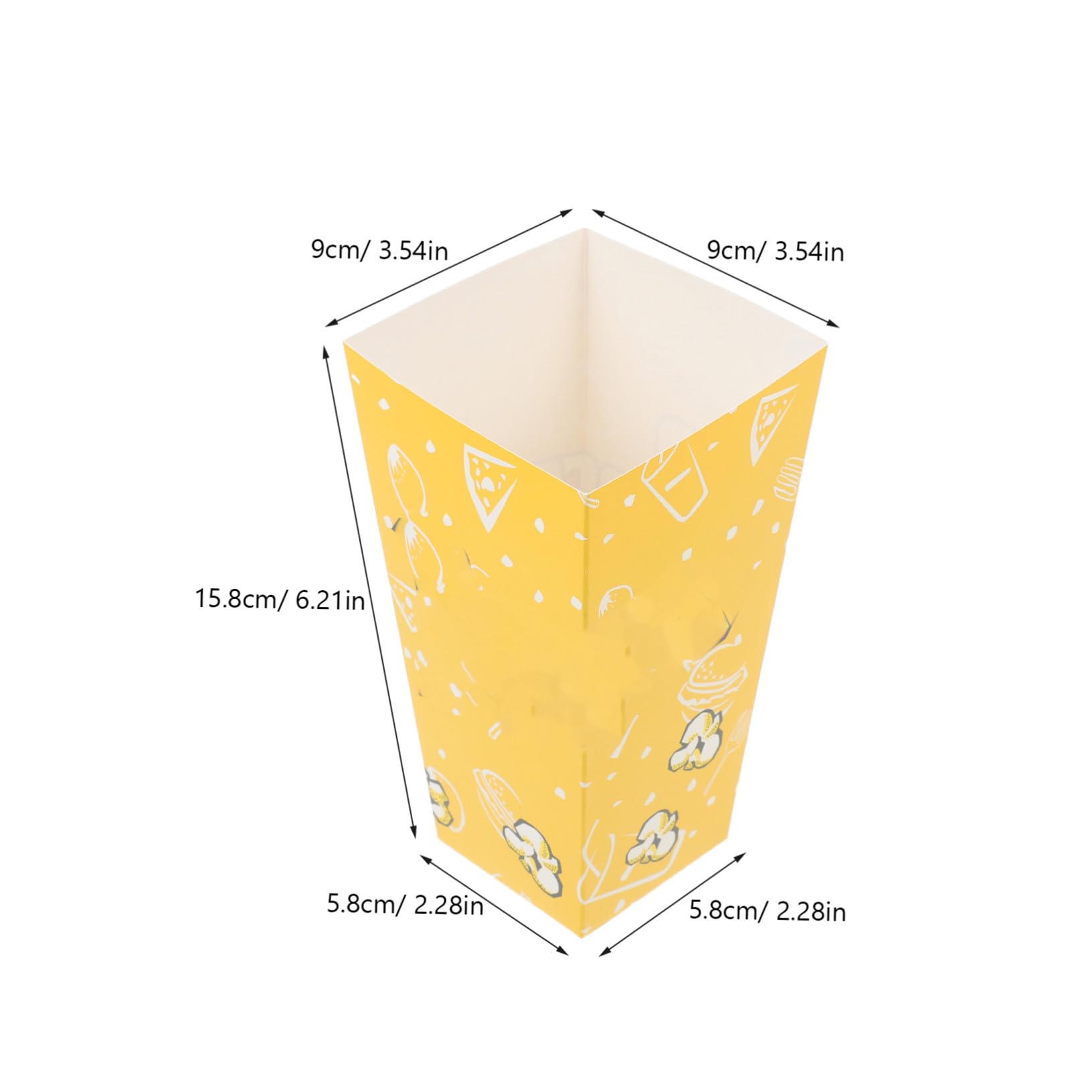 50 Stück Gelbe Popcornboxen aus Papier für Partys und Anlässe