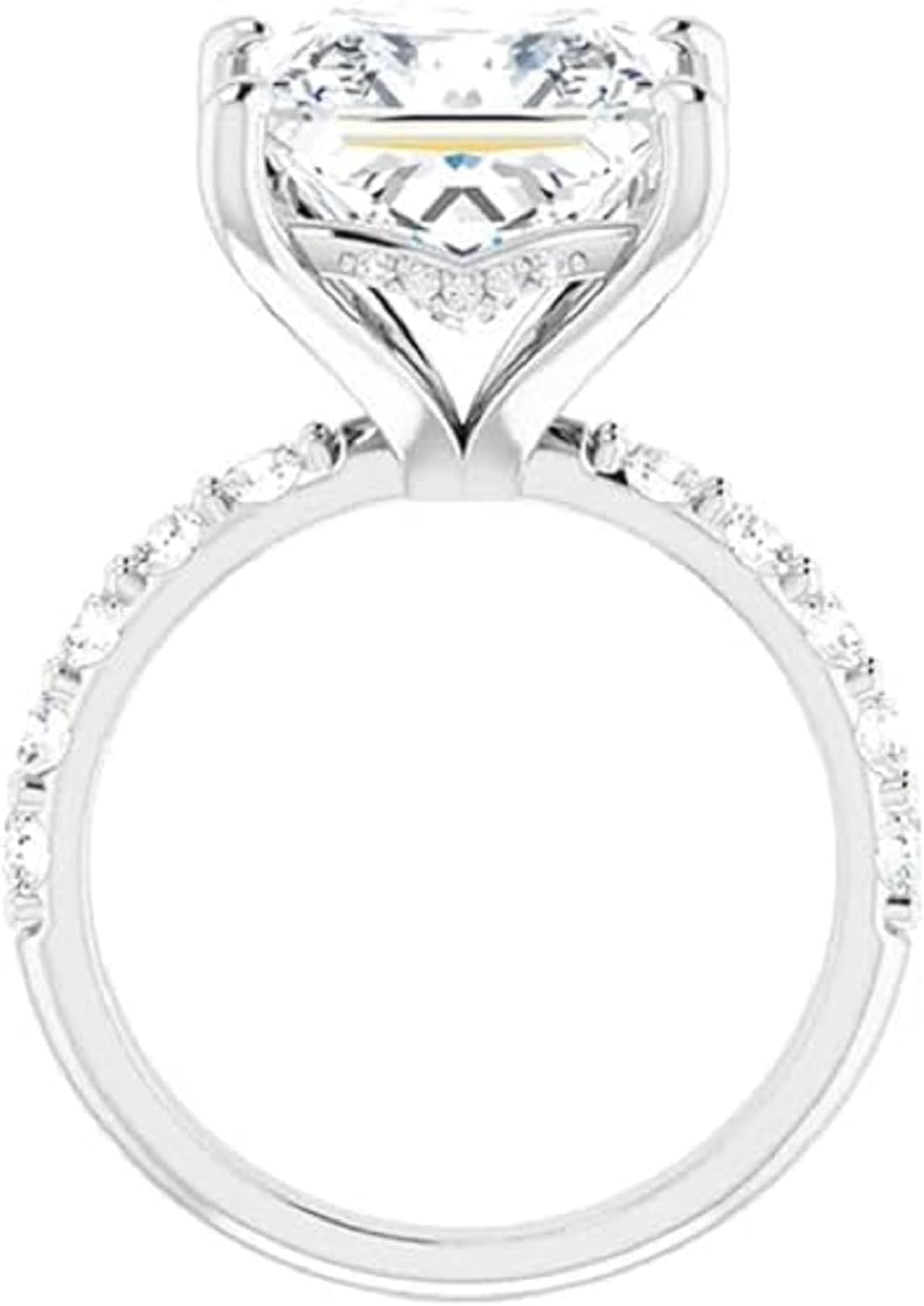 3CT-7CT Princess Cut Colorless Moissanite Engagement Ring, Wedding/Bridal Ring Set, Solitaire Halo Style, 10K Solid White Gold Vintage Rings Gift for Her
