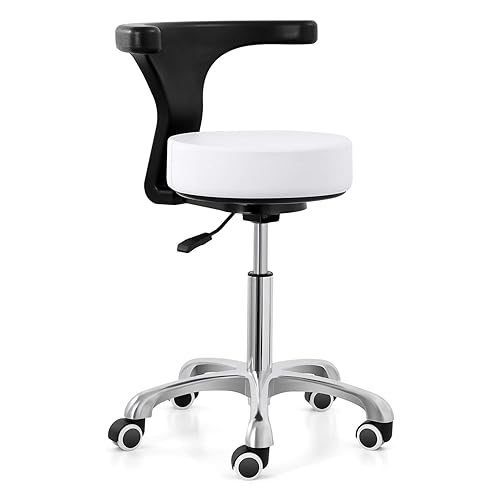 JMU Taburete dental con ruedas dental, silla ajustable para dentistas con respaldo extraíble para clínicas dentales, salón de belleza, oficina y