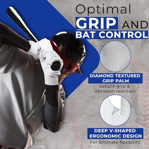 Image of HANDLANDY Baseball Batting Gloves for Adult Youth, Grip Breathable Softball Batting Gloves Fit Men Kids Boys Girls