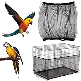Aphumedc Large Bird Cage Seed Catcher, Nylon Bird Cage Cover, Adjustable Soft Airy Bird Cage Seed Catcher Net Cover, Stretchy Form Fitting Mesh Skirt Cover for Parrot Enclosures (Black)