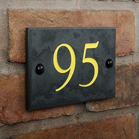 Signs & Numbers Personalised House Numbers. Black Slate House Number Number 1-99, Make Your Home or Office Special, Door or Wall House Numbers Black, 14 x 10cm Cover